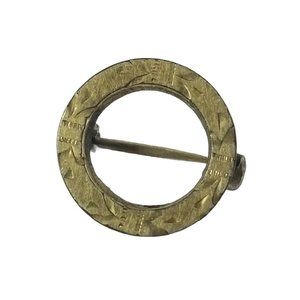 Vintage Lingerie Pin Round Circle Gold Toned 1/2 inch Signed GOLD TOP C Catch